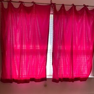Vibrant Pink Curtains with clear hanging beads